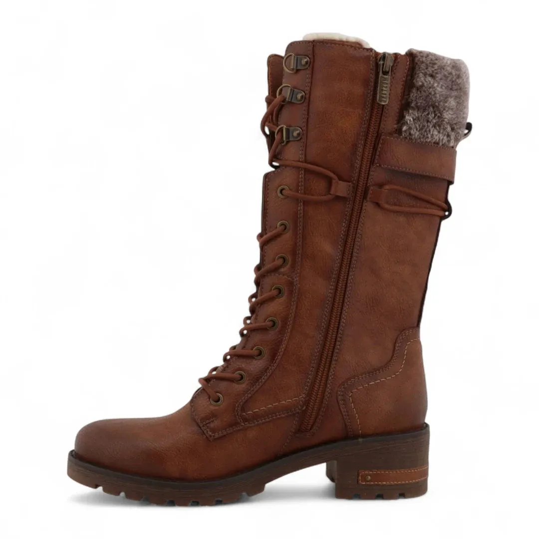 Women's Brown Mid-Calf Faux Fur Winter Combat Boots sold by Tru Clothing product image thumbnail 4