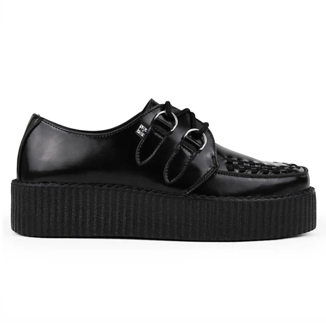 Viva High Creeper Black Leather Platform Lace-Up Goth Shoes sold by Tru Clothing
