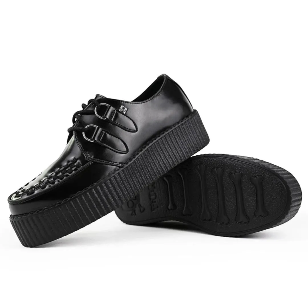 Viva High Creeper Black Leather Platform Lace-Up Goth Shoes sold by Tru Clothing product image thumbnail 4