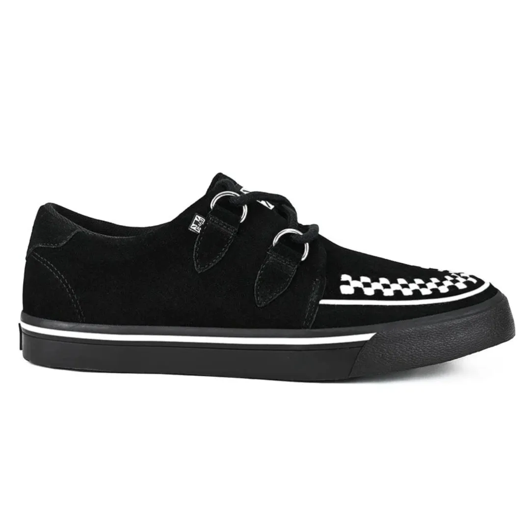 Pointed Creeper Sneaker Black White Suede Platform Shoes sold by Tru Clothing