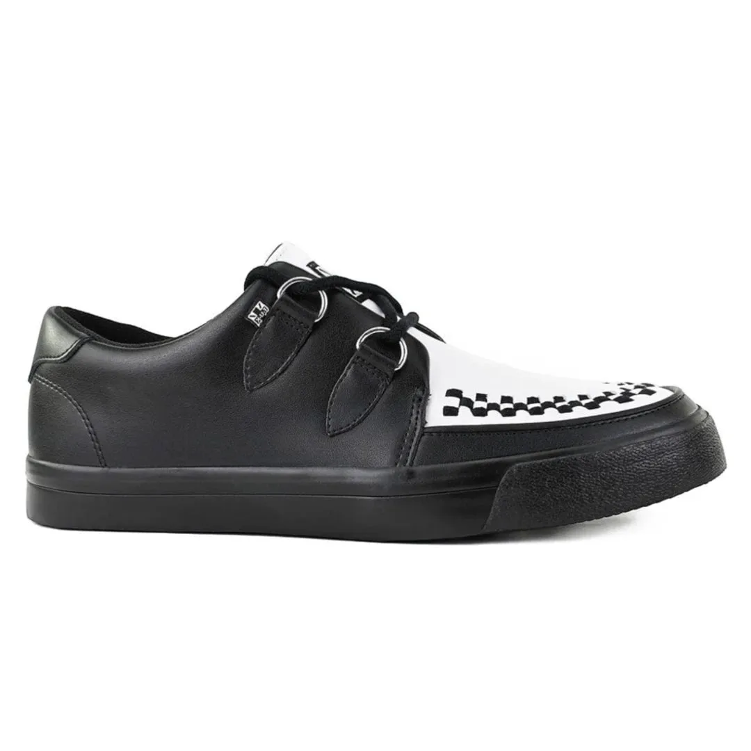 Pointed Creeper Sneaker Black White Leather Platform Shoes sold by Tru Clothing