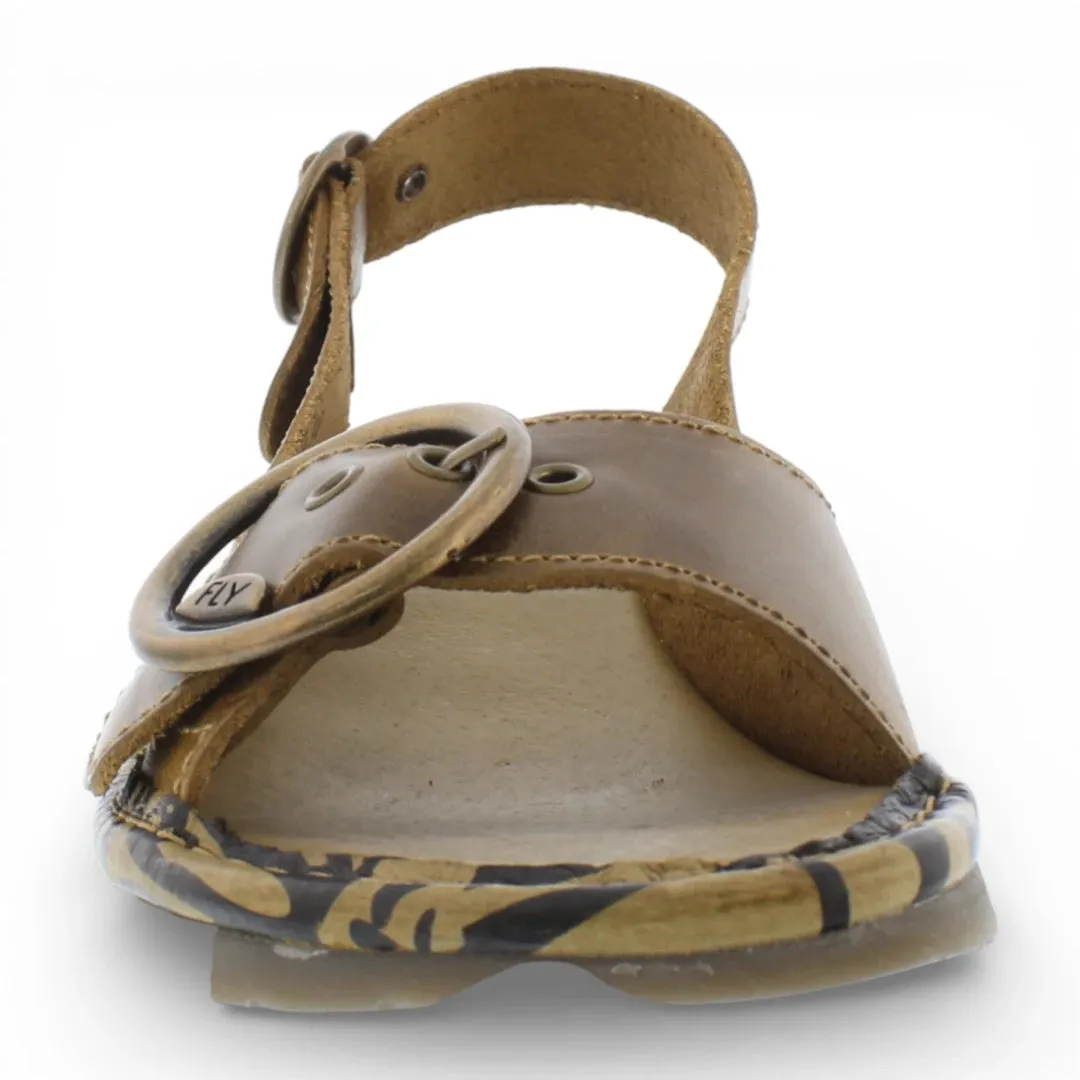TRAM723FLY - Women’s Camel Brown Leather Wedge Sandals sold by Tru Clothing product image thumbnail 4