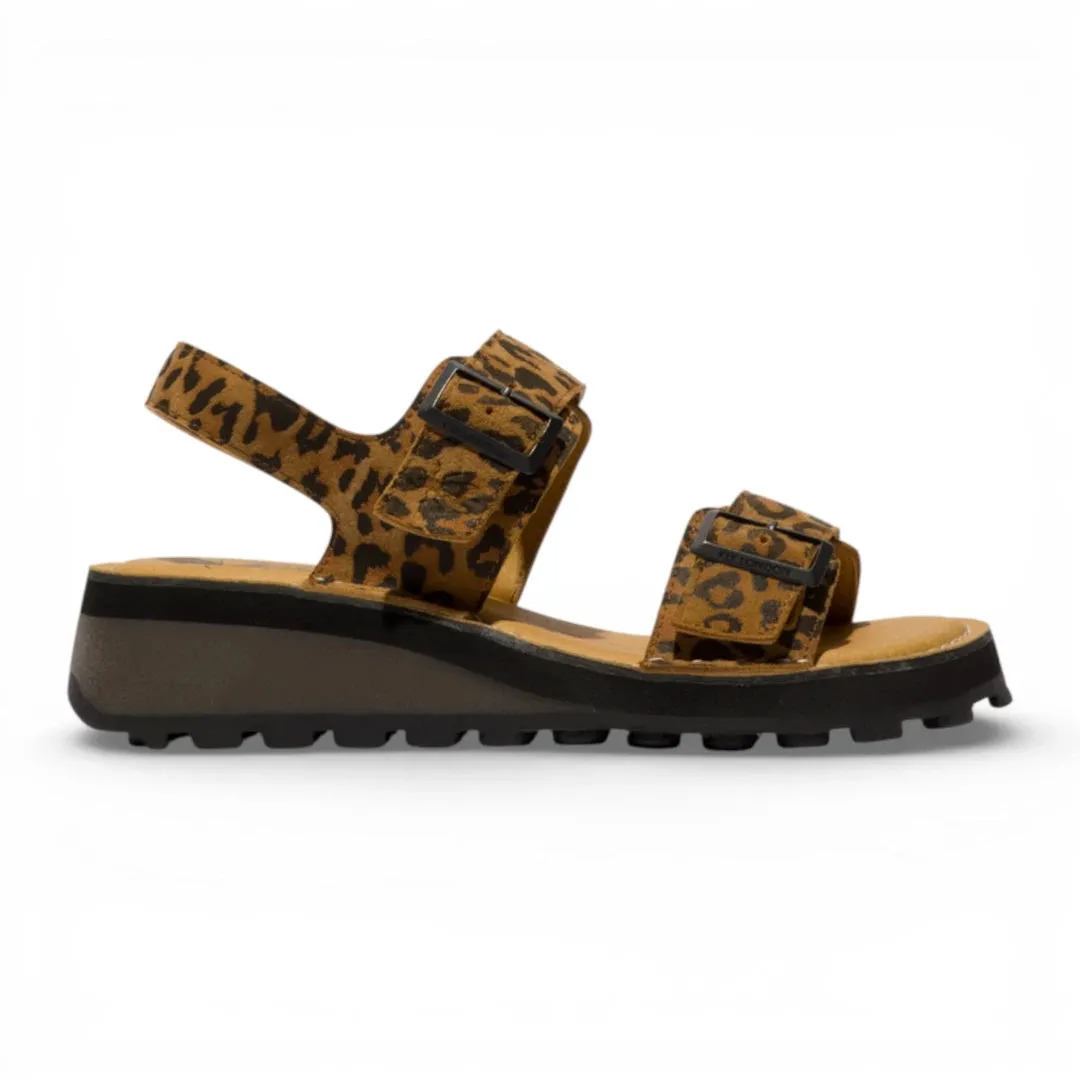 HEIF558FLY - Women’s Tan Leather Wedge Buckle Sandals sold by Tru Clothing