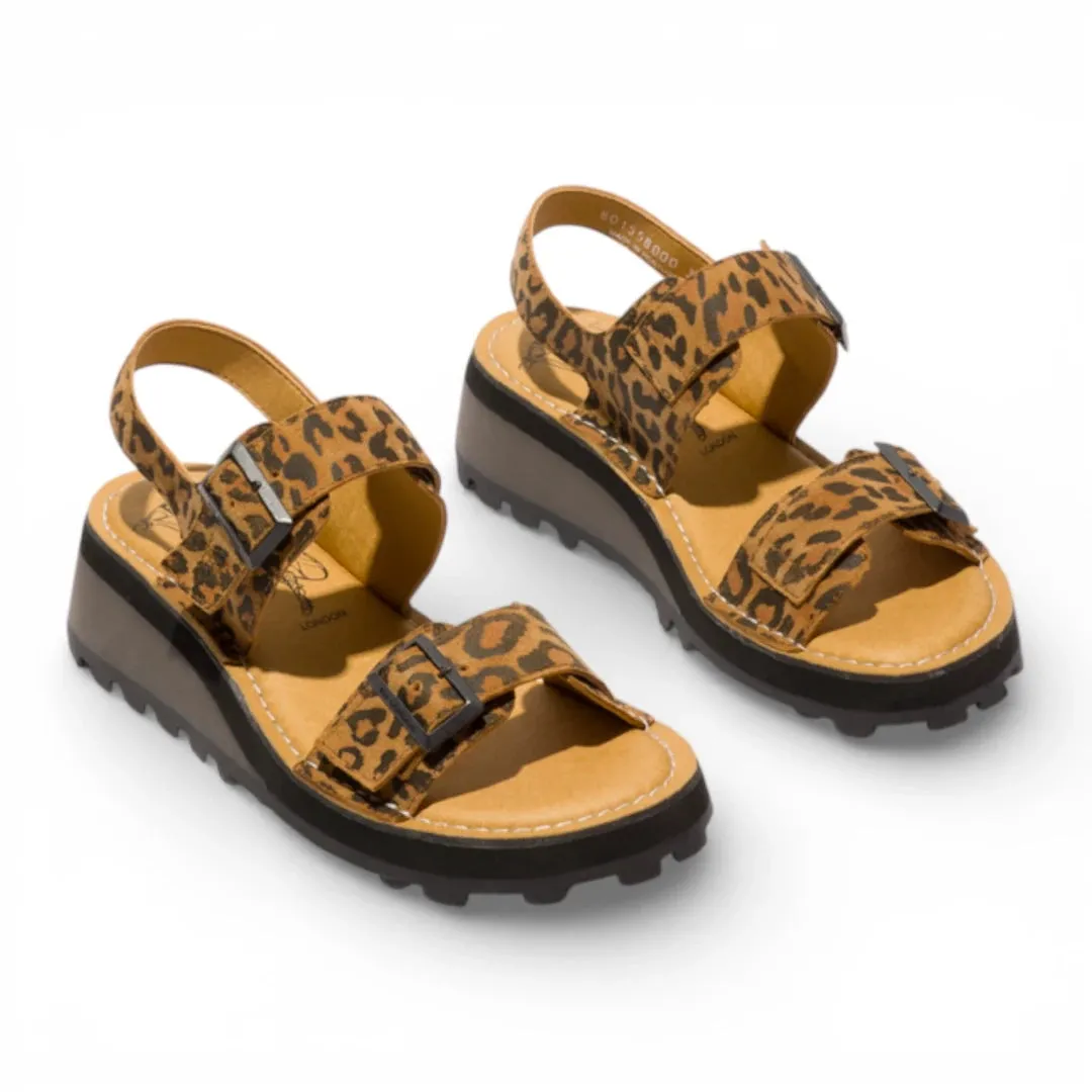 HEIF558FLY - Women’s Tan Leather Wedge Buckle Sandals sold by Tru Clothing product image thumbnail 2