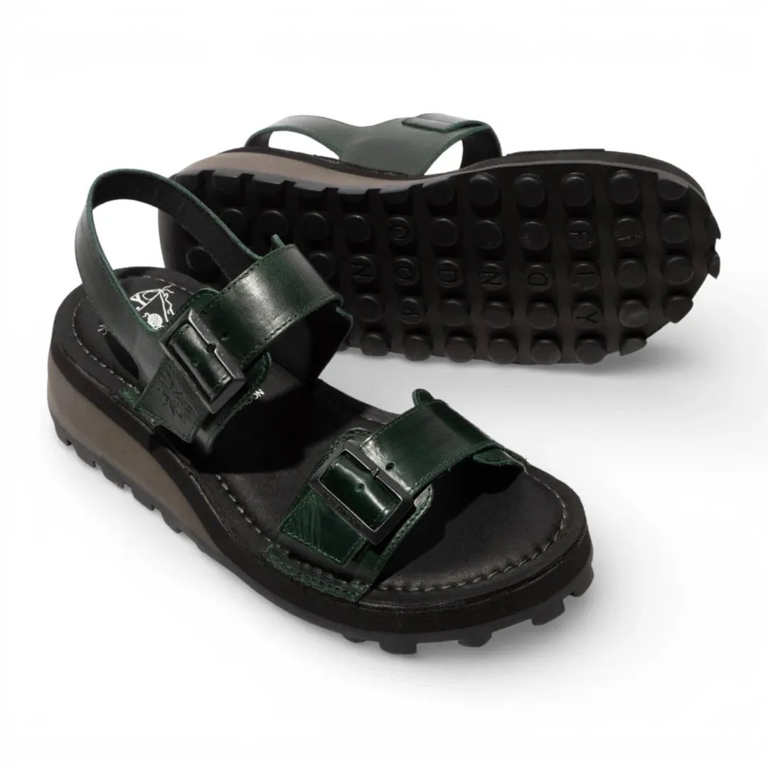 HEIF558FLY - Women’s Green Leather Wedge Buckle Sandals sold by Tru Clothing product image thumbnail 5