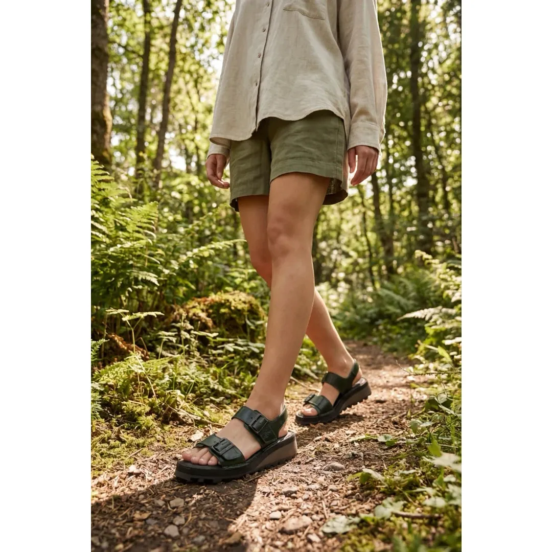 HEIF558FLY - Women’s Green Leather Wedge Buckle Sandals sold by Tru Clothing product image thumbnail 2