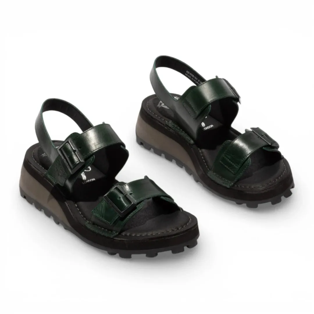 HEIF558FLY - Women’s Green Leather Wedge Buckle Sandals sold by Tru Clothing product image thumbnail 3