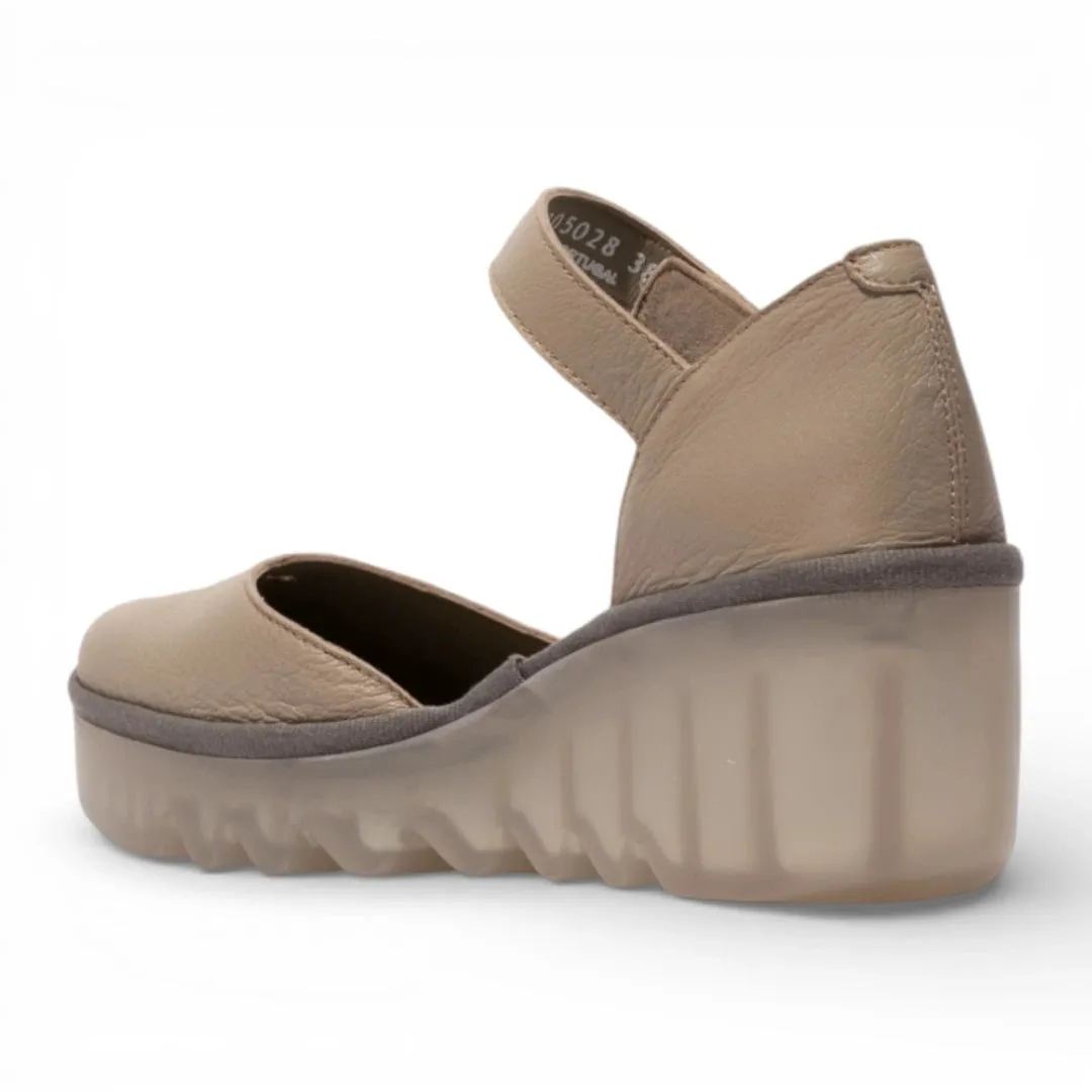 BISO305FLY - Women’s Taupe Leather Wedge Sandals sold by Tru Clothing product image thumbnail 4