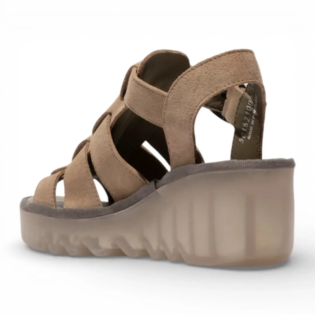 BAIC621FLY - Women’s Taupe Suede Leather Wedge Sandals sold by Tru Clothing product image thumbnail 4