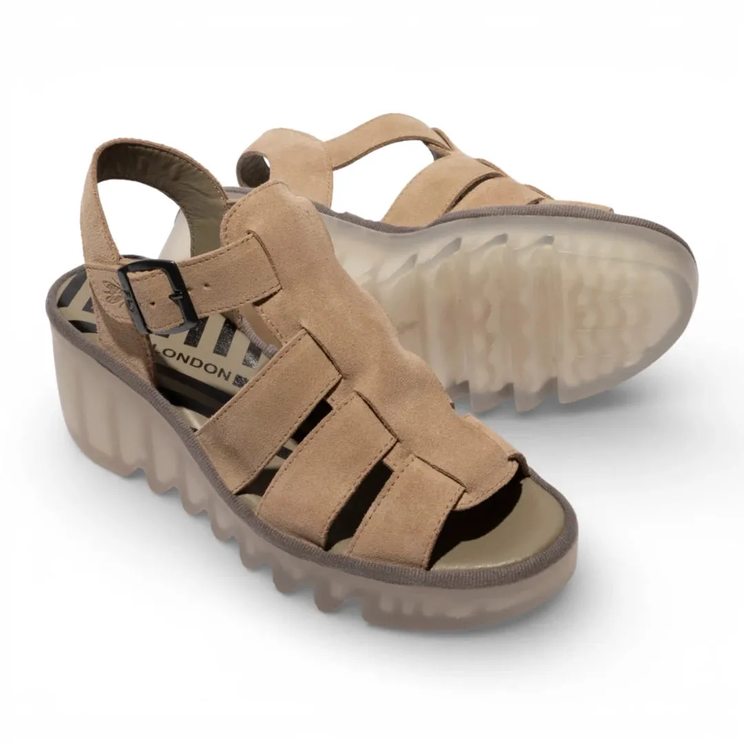 BAIC621FLY - Women’s Taupe Suede Leather Wedge Sandals sold by Tru Clothing product image thumbnail 5