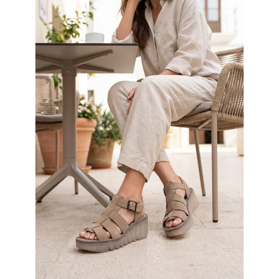 BAIC621FLY - Women’s Taupe Suede Leather Wedge Sandals sold by Tru Clothing product image thumbnail 2