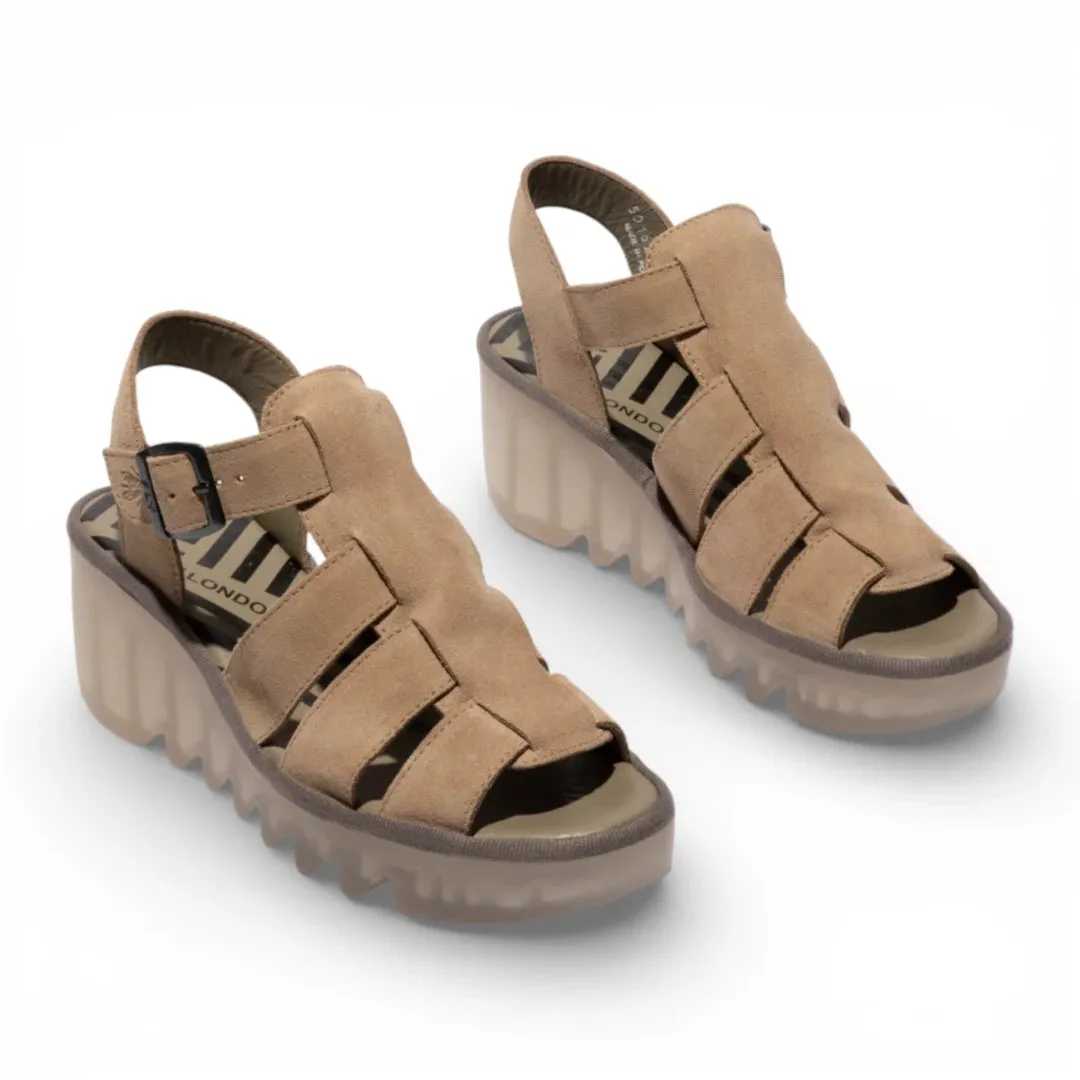 BAIC621FLY - Women’s Taupe Suede Leather Wedge Sandals sold by Tru Clothing product image thumbnail 3