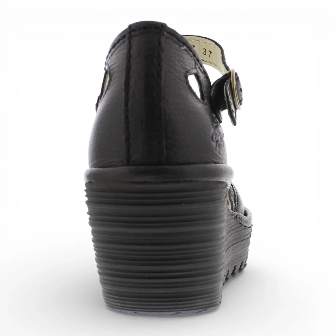 YUNA - Women’s Black Leather Wedge Sandals sold by Tru Clothing product image thumbnail 5