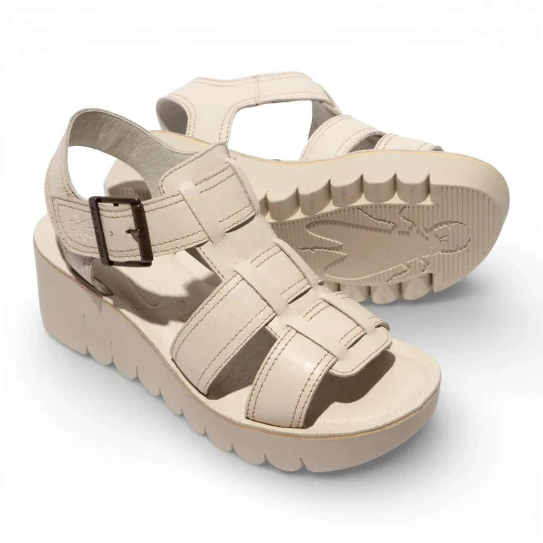 YUDD236FLY - Women’s Off White Leather Wedge Sandals sold by Tru Clothing product image thumbnail 5