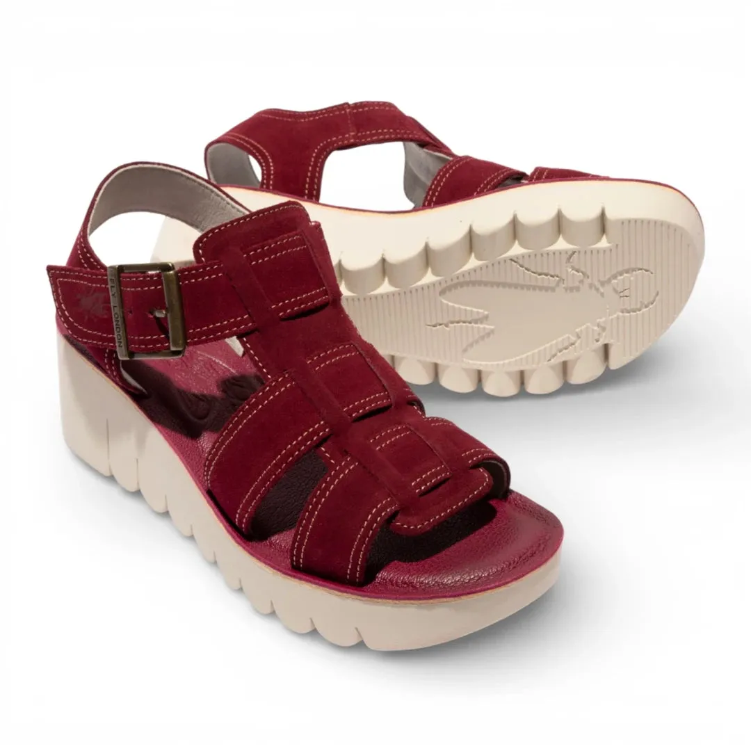 YUDD236FLY - Women’s Berry Red Suede Leather Wedge Sandals sold by Tru Clothing product image thumbnail 4