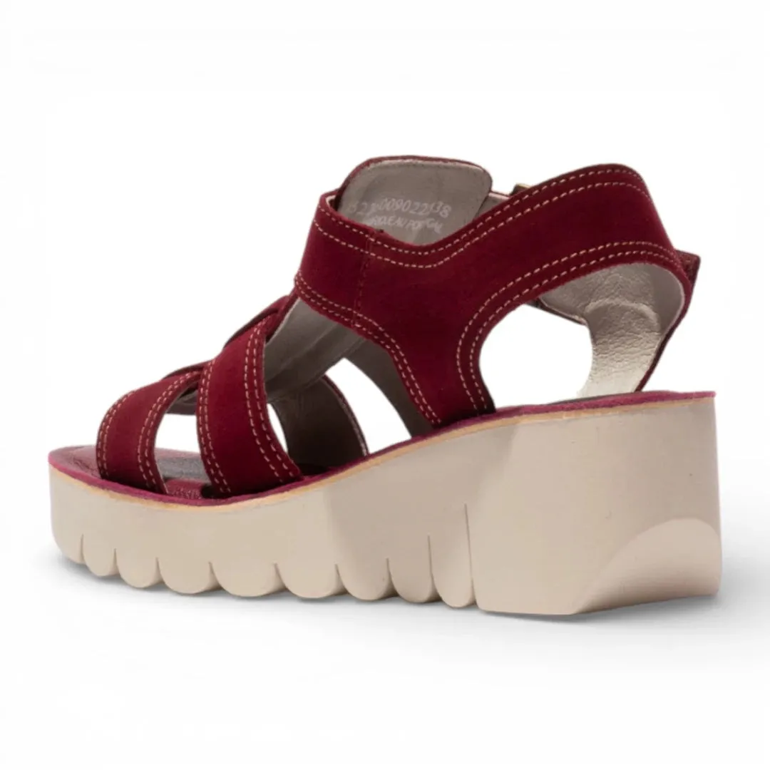 YUDD236FLY - Women’s Berry Red Suede Leather Wedge Sandals sold by Tru Clothing product image thumbnail 5