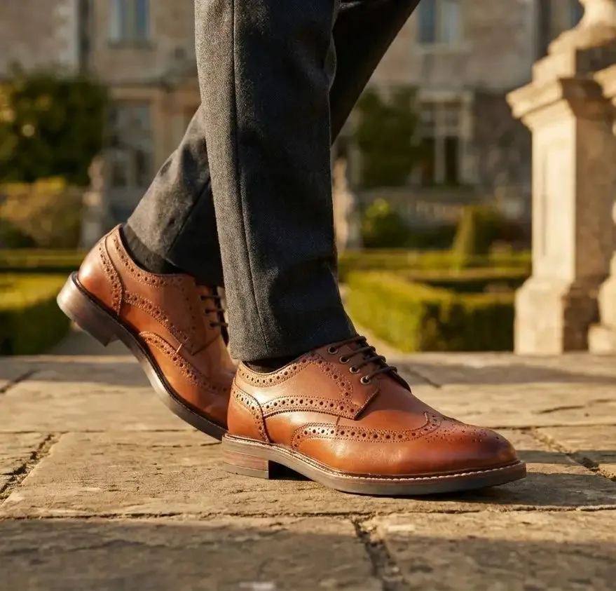 Stokes - Men’s Tan Leather Wingtip Brogue Lace-Up Shoes sold by Tru Clothing product image thumbnail 2