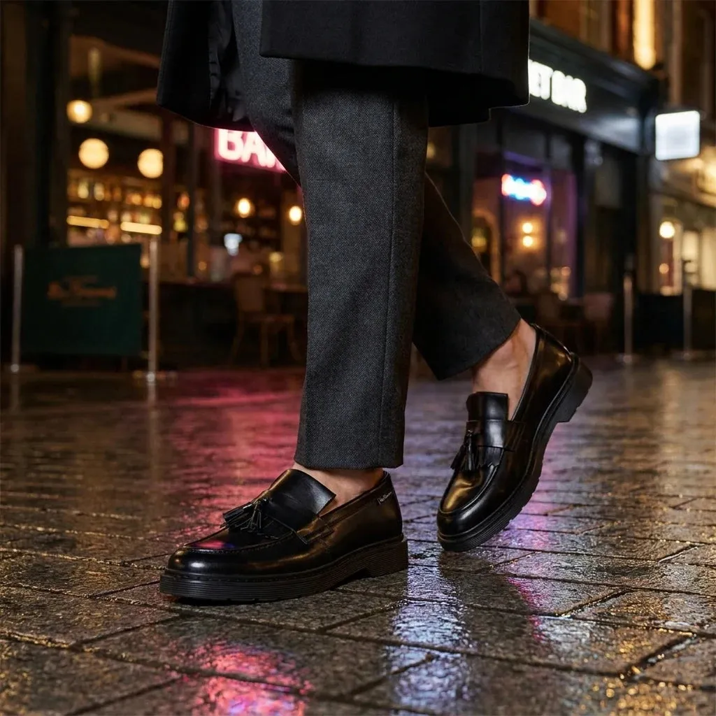 Men's Black Leather Chunky Sole Tassel Loafer Shoes sold by Tru Clothing product image thumbnail 2