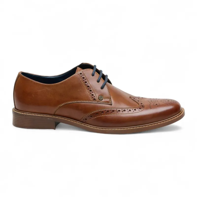 Men's Tan Leather Wingtip Oxford Brogue Dress Shoes made by Ben Sherman