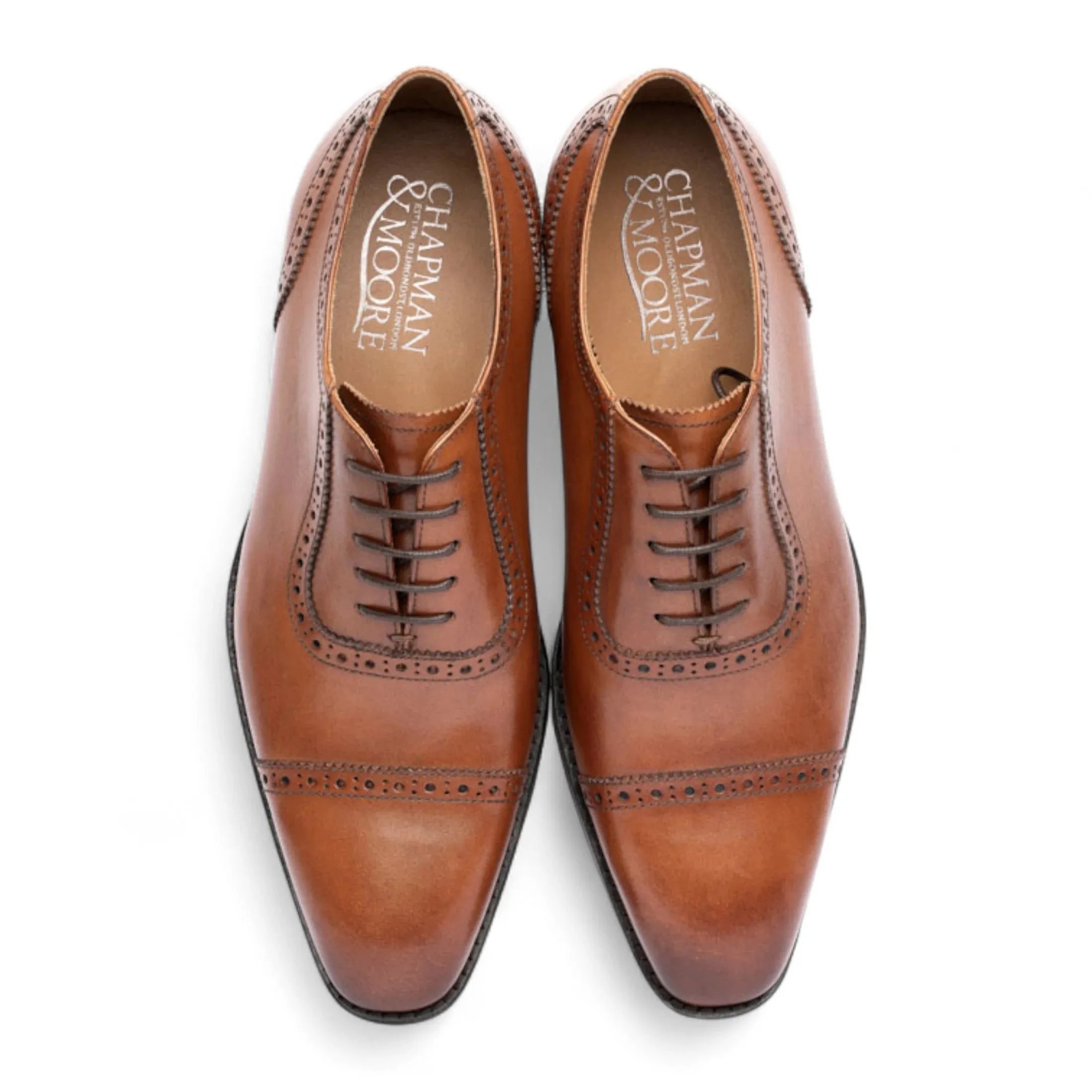 Men's Tan Brown Leather Cap-Toe Oxford Shoes sold by Tru Clothing product image thumbnail 4
