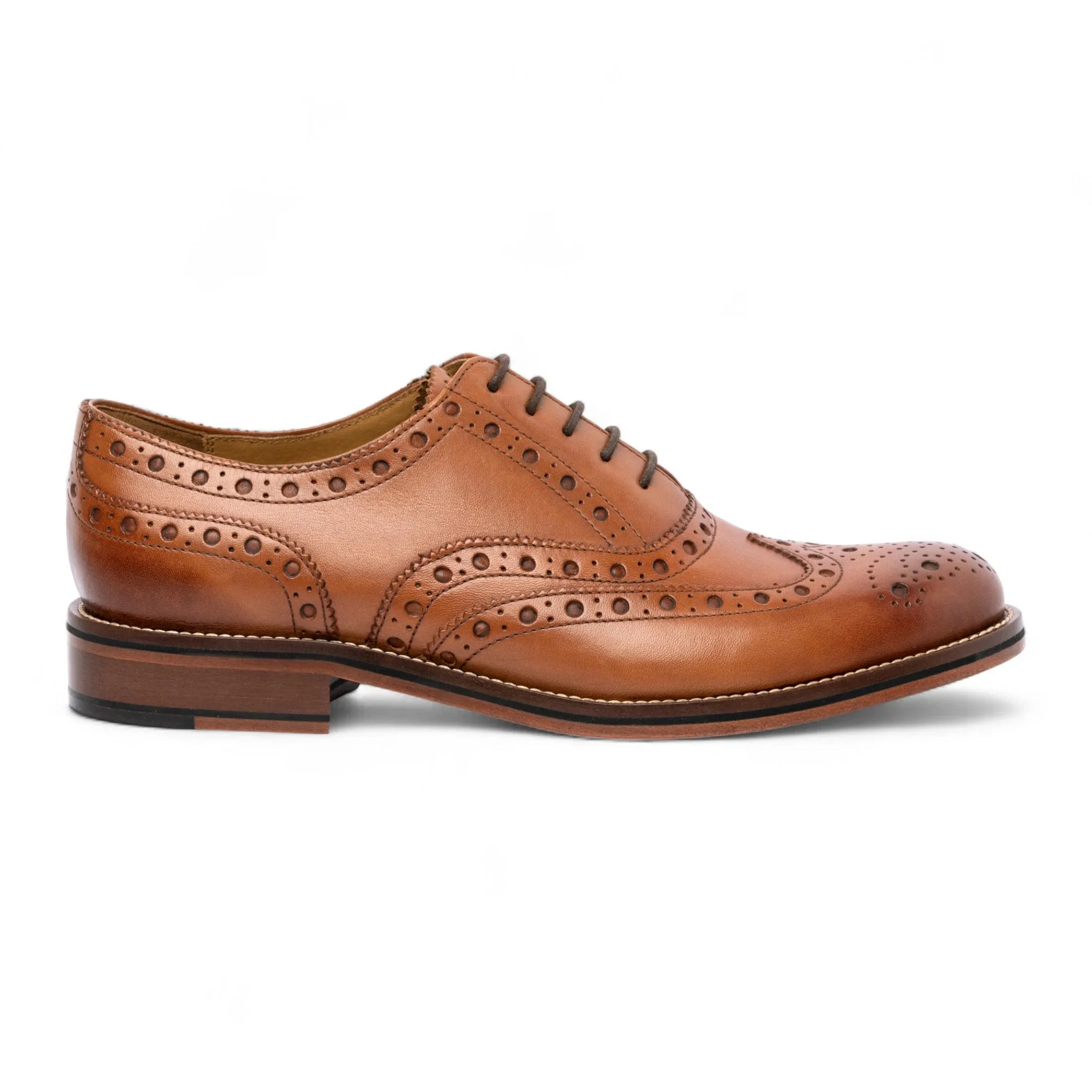 Men's Tan Brown Leather Wingtip Brogue Oxford Shoes sold by Tru Clothing