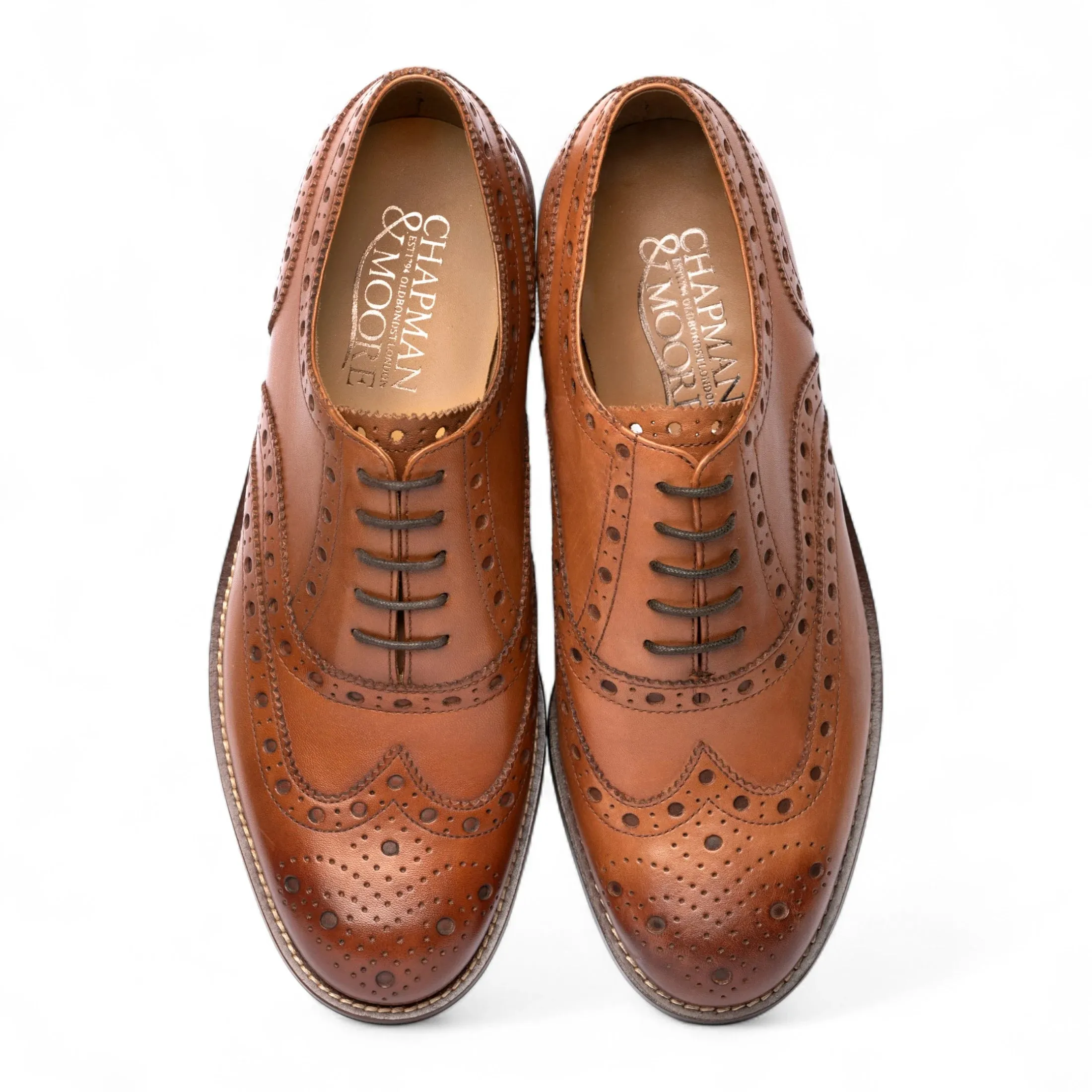 Men's Tan Brown Leather Wingtip Brogue Oxford Shoes sold by Tru Clothing product image thumbnail 4