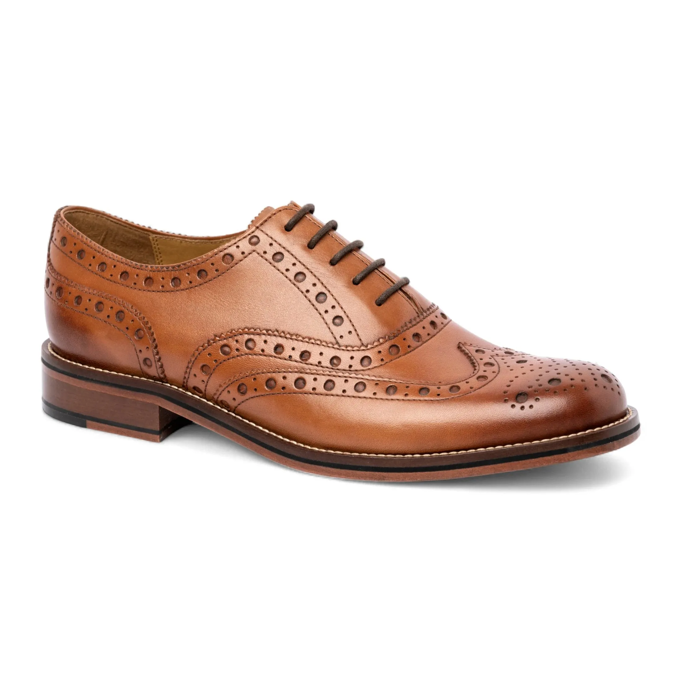 Men's Tan Brown Leather Wingtip Brogue Oxford Shoes sold by Tru Clothing product image thumbnail 3