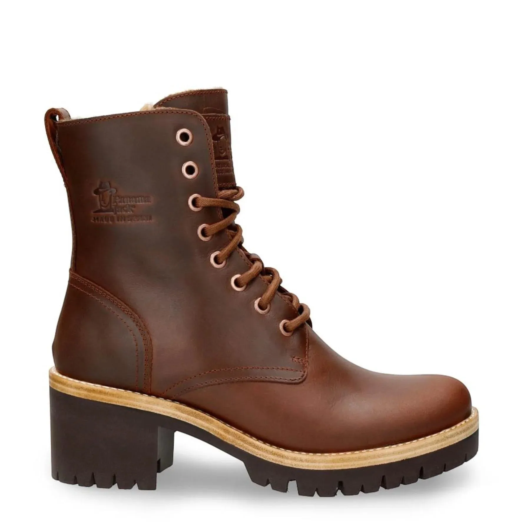 Padma B13 - Women's Brown Waterproof Leather Combat Boots sold by Tru Clothing