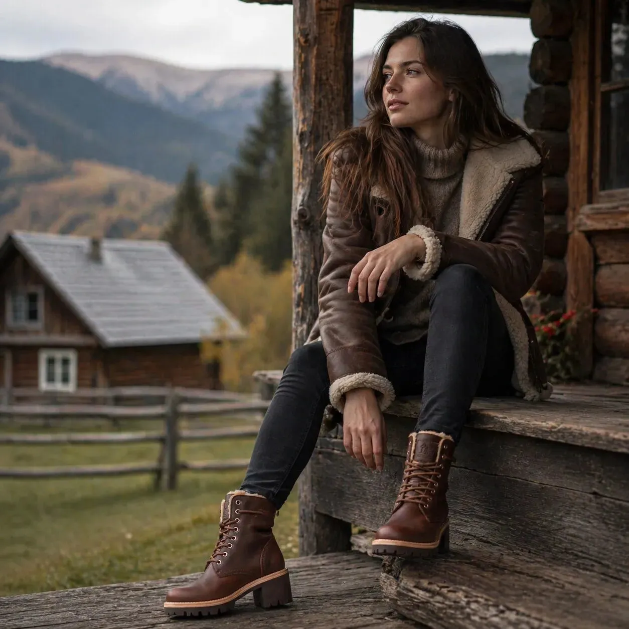 Padma B13 - Women's Brown Waterproof Leather Combat Boots sold by Tru Clothing product image thumbnail 2