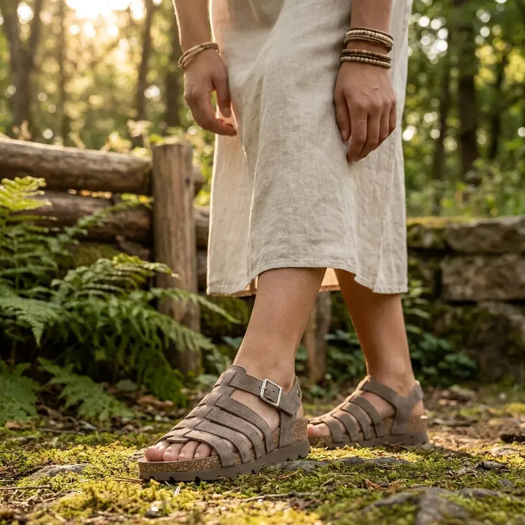 Sasha B6 - Women’s Wedge Stone Grey Suede Leather Sandals sold by Tru Clothing product image thumbnail 2