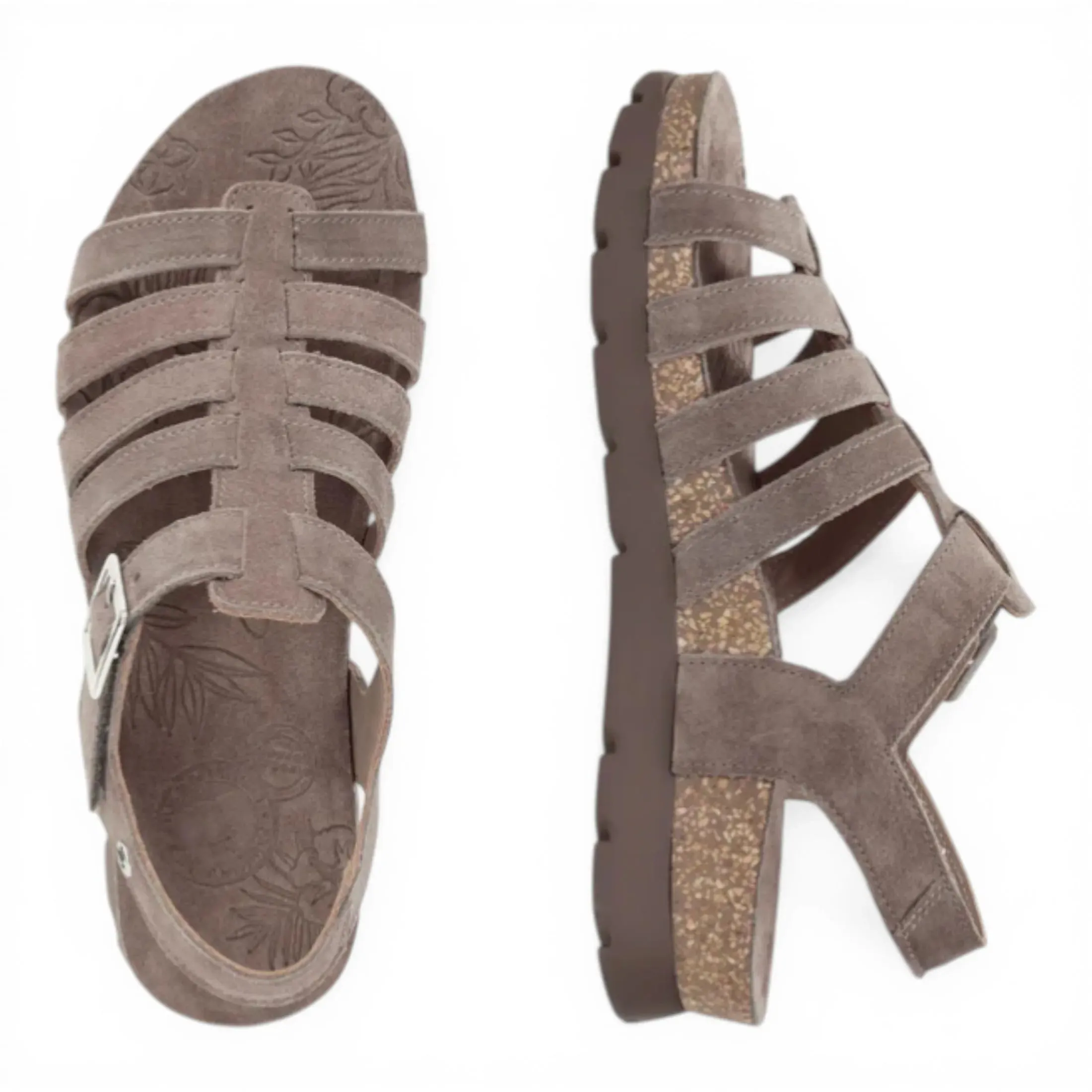 Sasha B6 - Women’s Wedge Stone Grey Suede Leather Sandals sold by Tru Clothing product image thumbnail 4