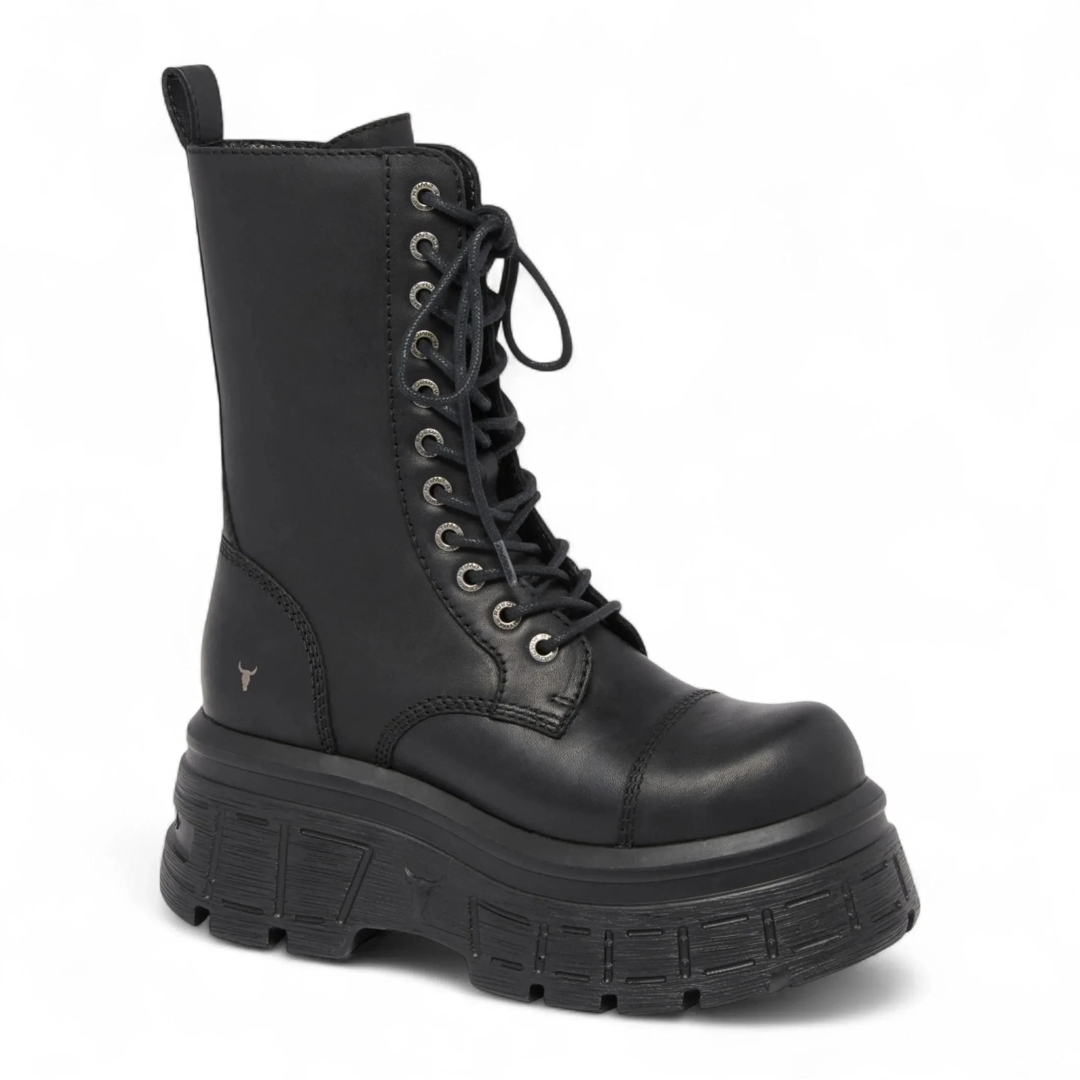 Screaming - Women's Black Mid-Calf Leather Platform Boots sold by Tru Clothing product image thumbnail 3
