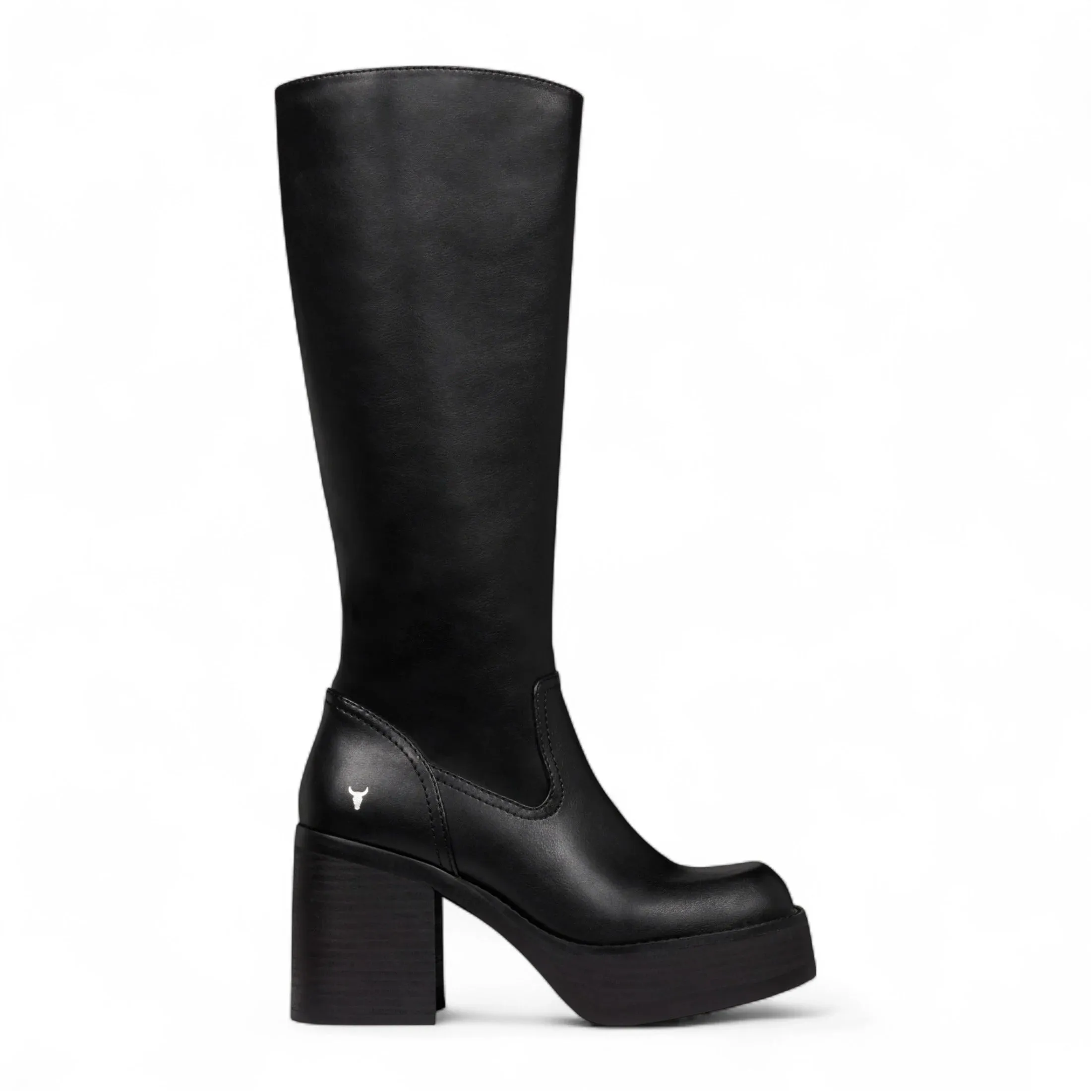 Niche - Women's Black Faux Leather Knee-High Platform Boots sold by Tru Clothing