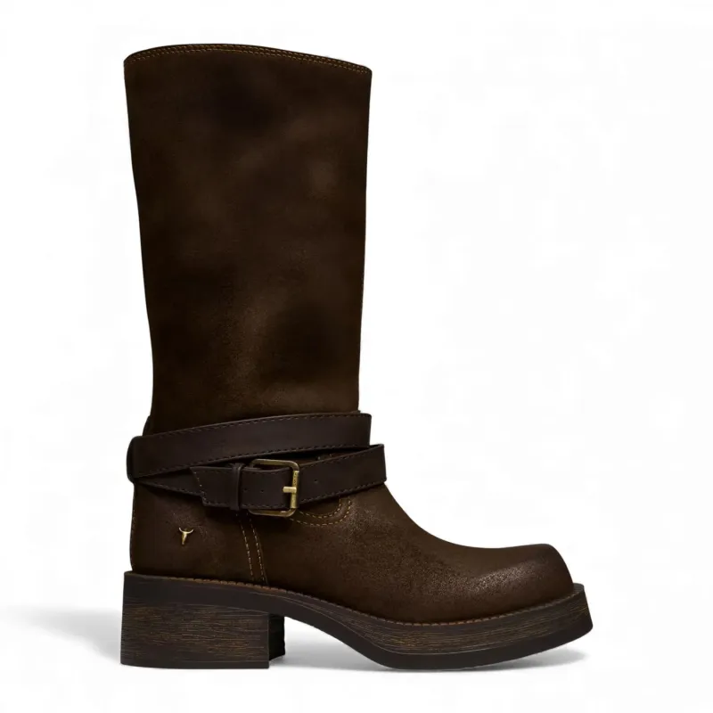 Gotcha - Women's Brown Suede Leather Western Riding Boots made by Windsor Smith
