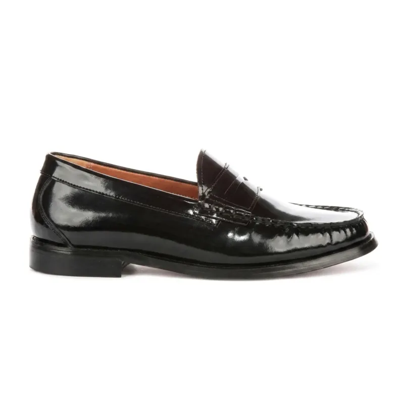Joseph - Men's Black Penny High-Shine Polished Loafers made by Tru Clothing