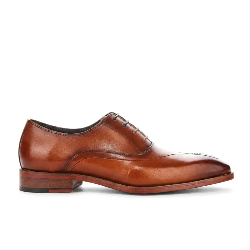 Jett - Men's Tan Cross-Stitch Toe Cap Oxford Shoes made by Tru Clothing