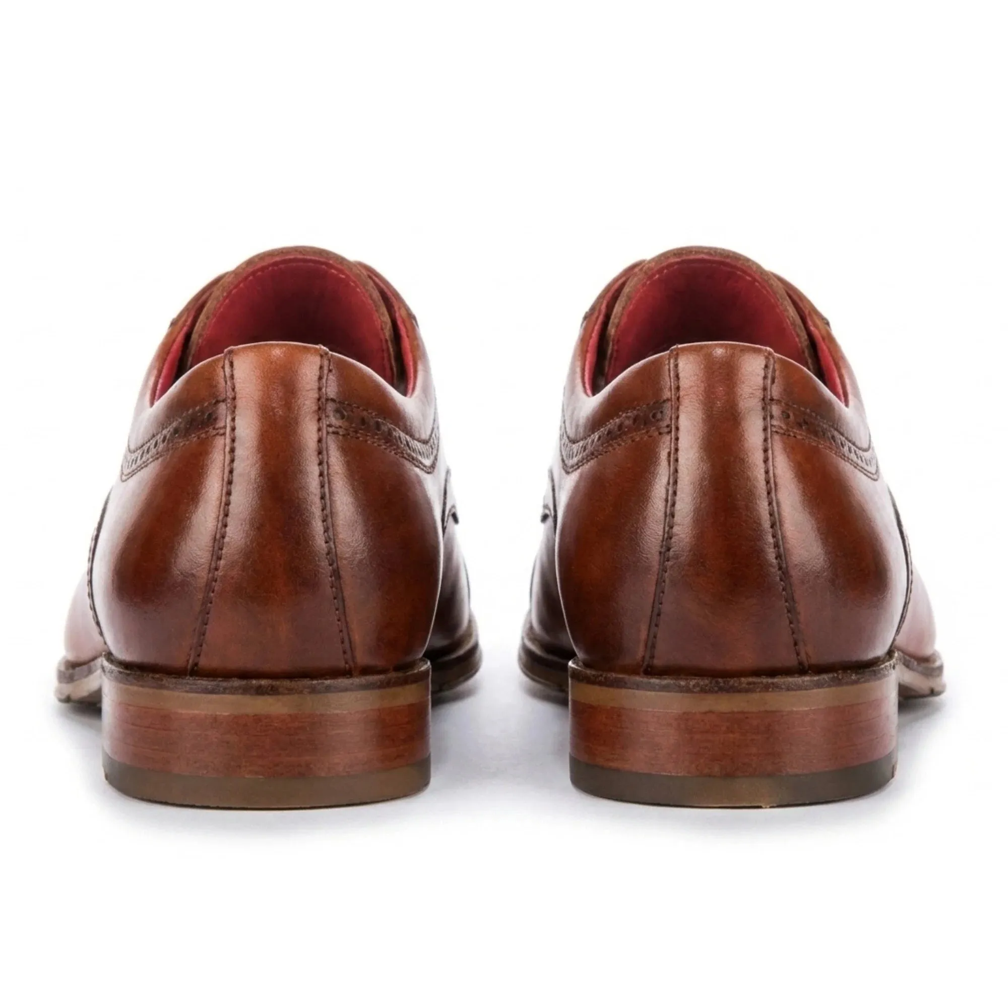 Everett - Men's Brown Polished Leather Cap Toe Derby Shoes sold by Tru Clothing product image thumbnail 4