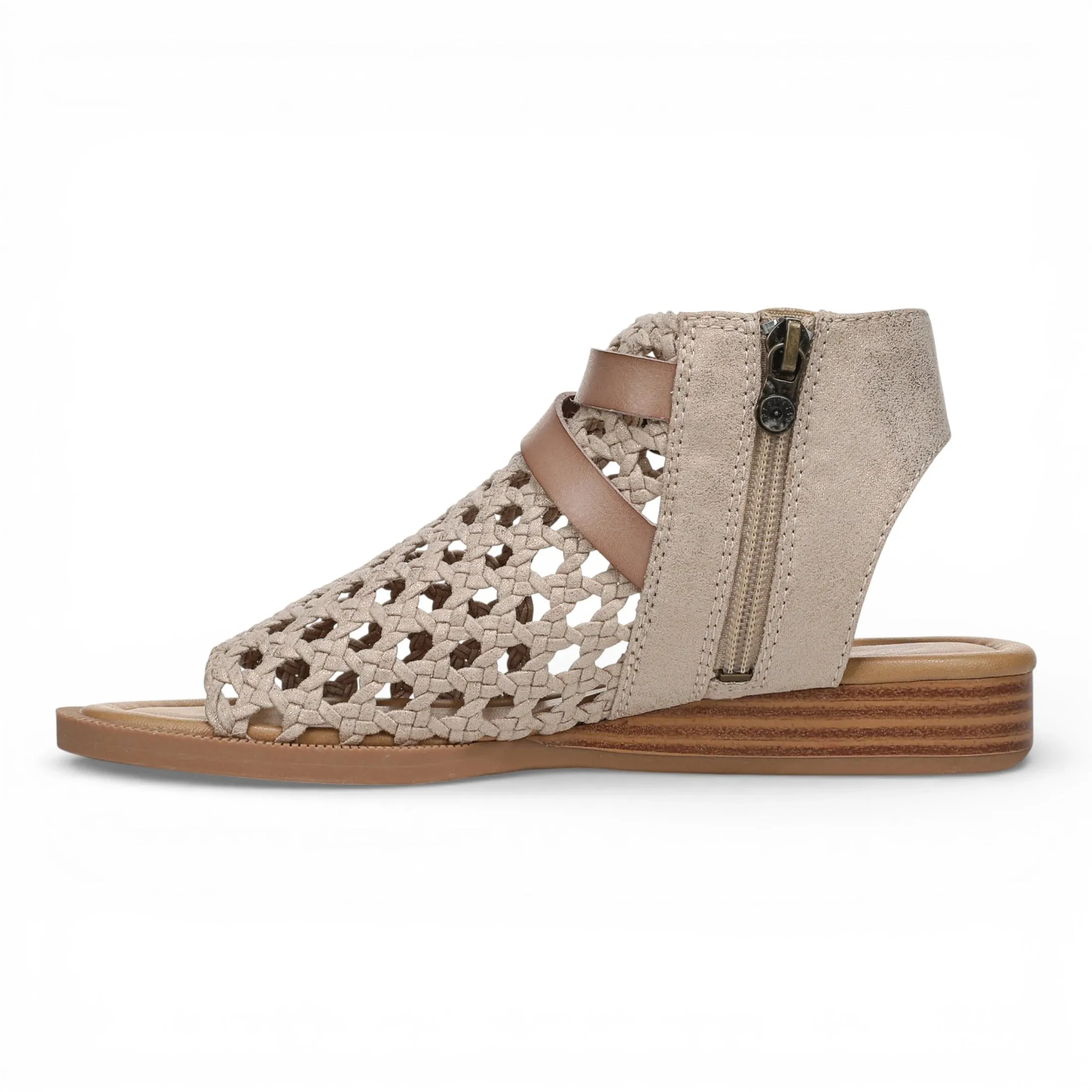 Anuella - Women's Golden Beige Weave Micro Wedge Sandals sold by Tru Clothing product image thumbnail 5