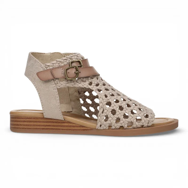 Anuella - Women's Golden Beige Weave Micro Wedge Sandals made by Blowfish