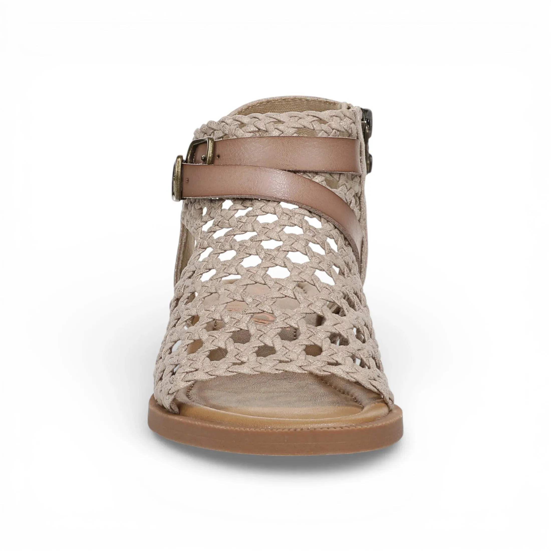 Anuella - Women's Golden Beige Weave Micro Wedge Sandals sold by Tru Clothing product image thumbnail 4