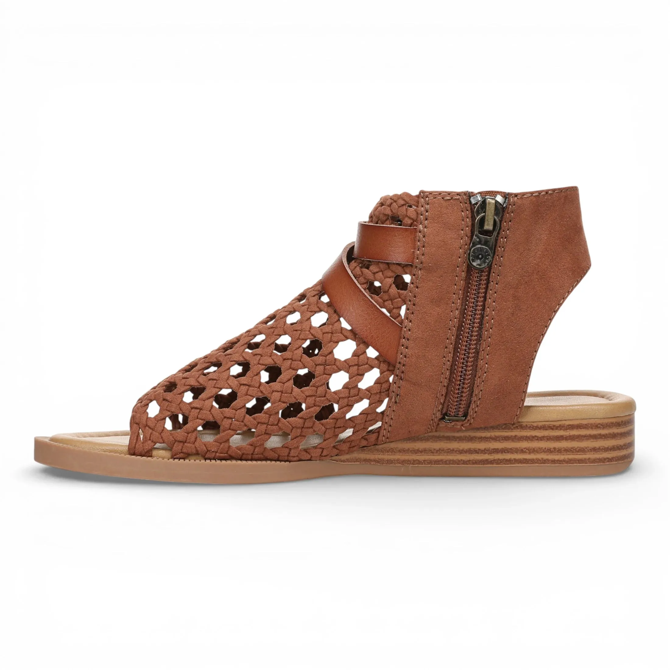 Anuella - Women's Cognac Brown Weave Micro Wedge Sandals sold by Tru Clothing product image thumbnail 5