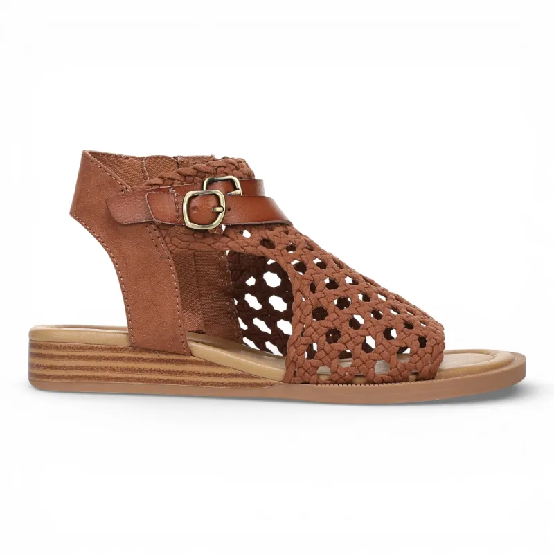 Anuella - Women's Cognac Brown Weave Micro Wedge Sandals made by Blowfish