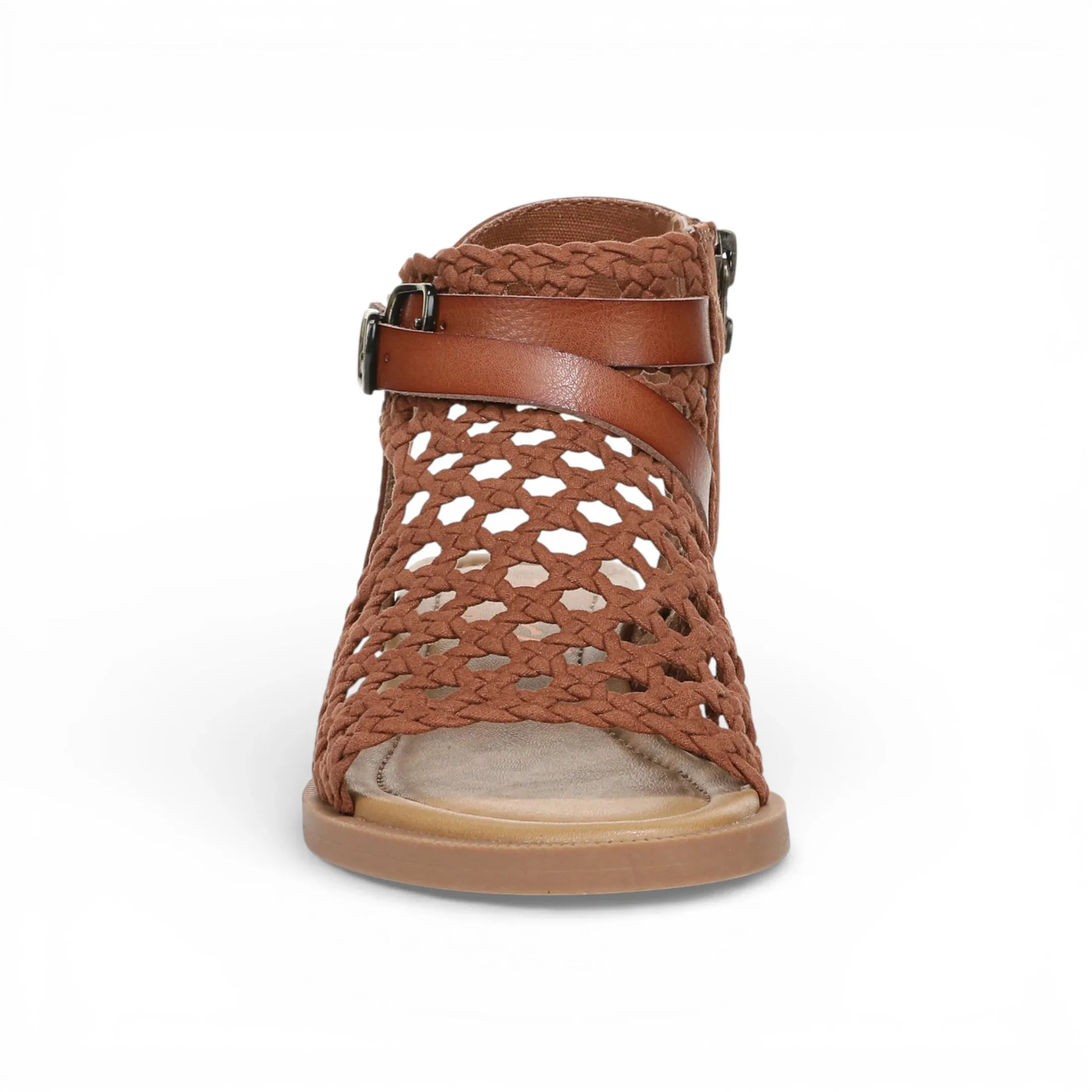 Anuella - Women's Cognac Brown Weave Micro Wedge Sandals sold by Tru Clothing product image thumbnail 4