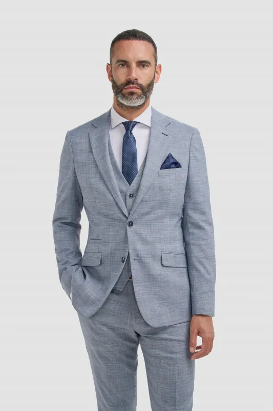 Camden - Men's Blue 3 Piece Check Suit made by House of Cavani