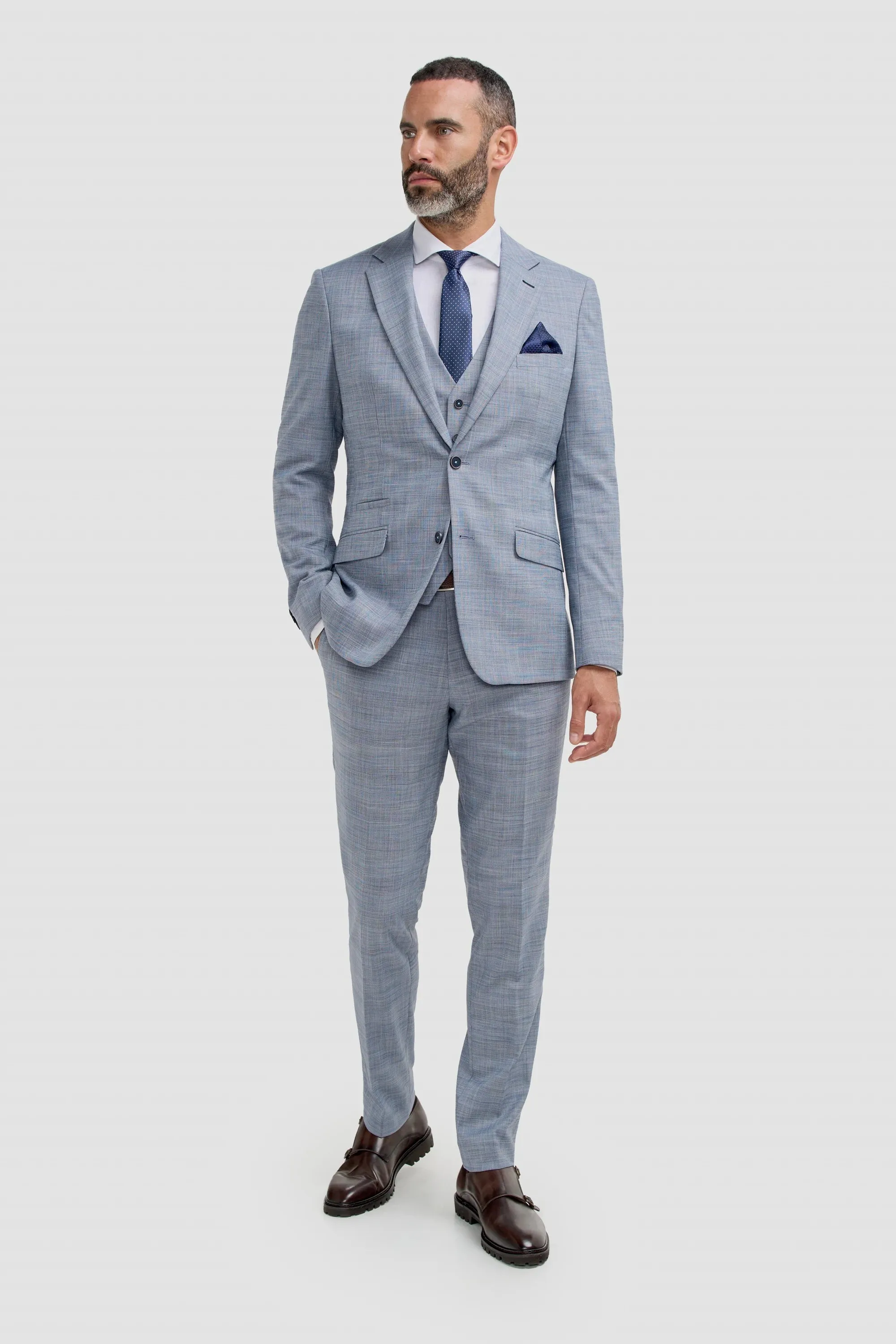 Camden - Men's Blue 3 Piece Check Suit sold by Tru Clothing product image thumbnail 2