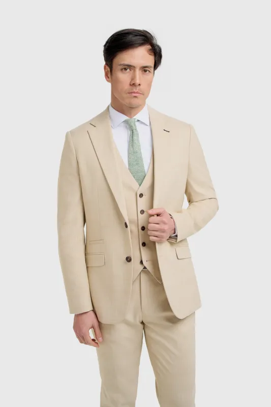Camden - Men's Beige 3 Piece Check Suit made by House of Cavani