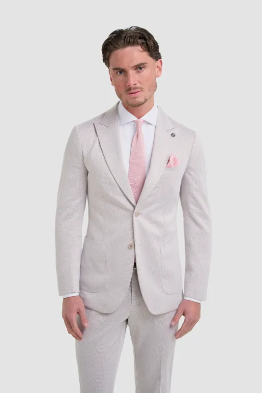 Vasco - Men's Beige 2 Piece Herringbone Suit made by House of Cavani