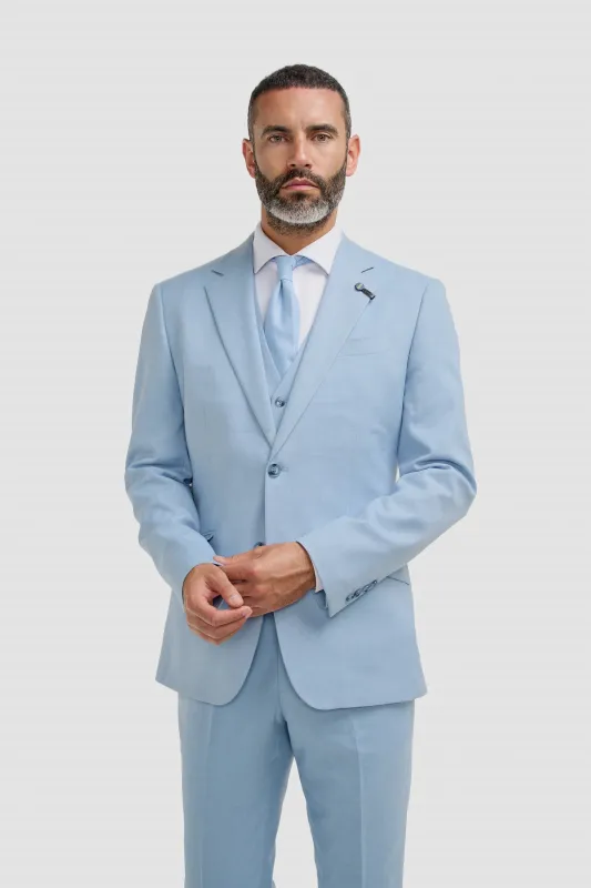 Malibu - Men's Sky Blue Textured 3 Piece Suit made by House of Cavani