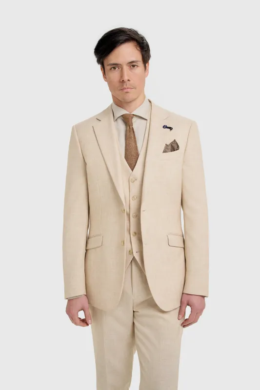 Malibu - Men's Beige 3 Piece Textured Suit made by House of Cavani