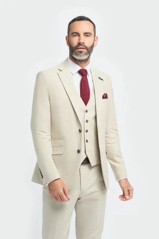 Hampton - Men's Beige 3 Piece Suit made by House of Cavani